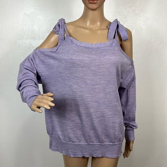 J. Crew Lavender Color Merino Wool Cold Shoulder Sweater Size XL - Picture 1 of 8